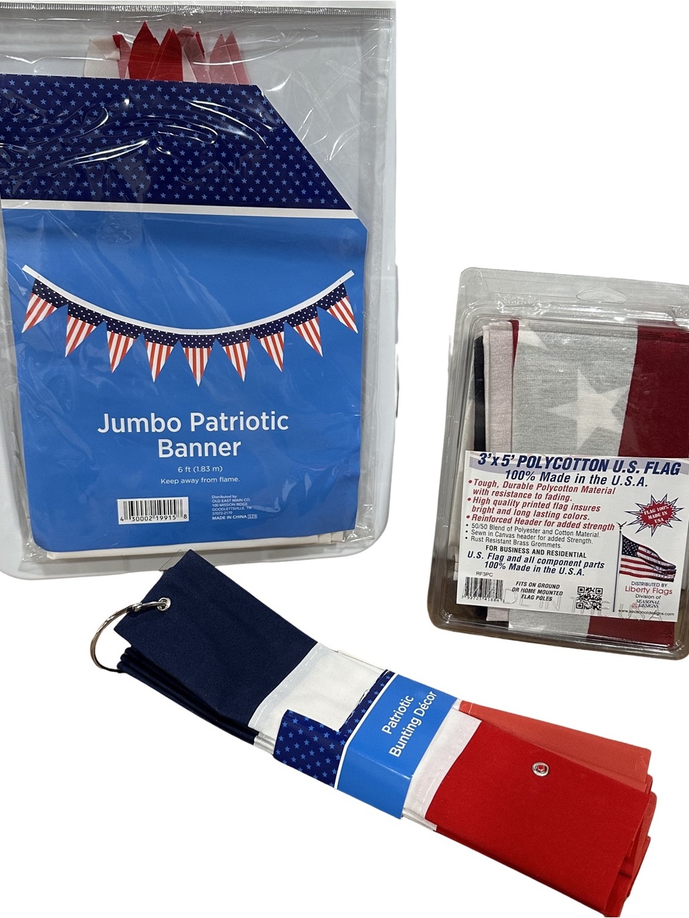 NEW Patriotic Bundle US Flag Bunting Decor Jumbo Flag Banner 4th of July